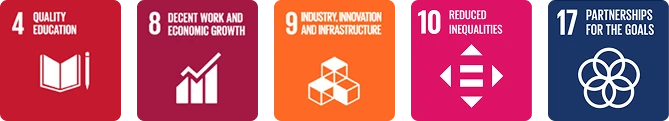 SDG 4 Quality Education, 8 Decent Work and Economic Growth, 9 Industry, Innovation and Infrastructure, 10 Reduced Inequalities, 17 Partnerships for the Goals